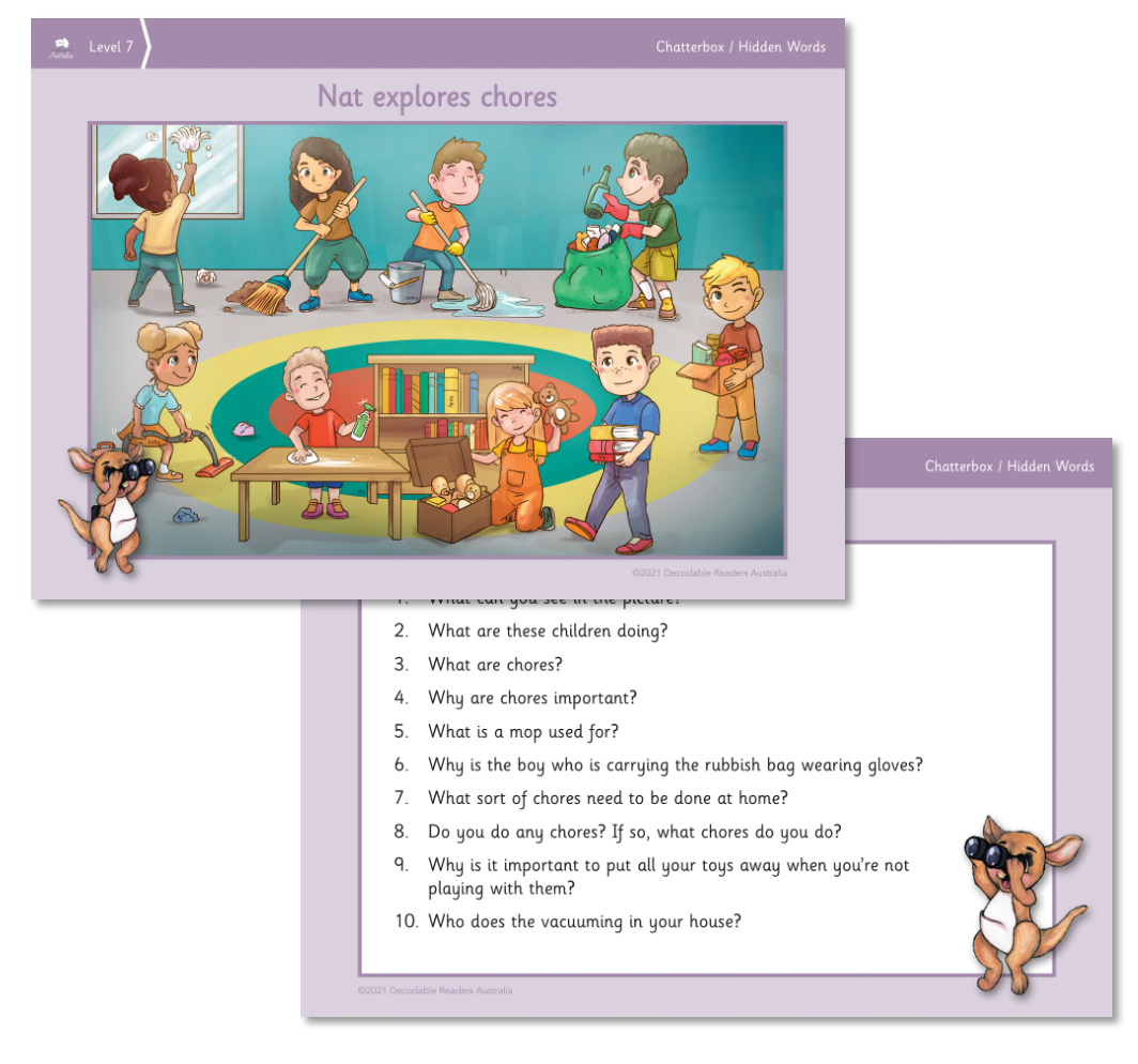 Decodable Readers Level 1-8 Chatterbox Receptive & Expressive Language Card Set