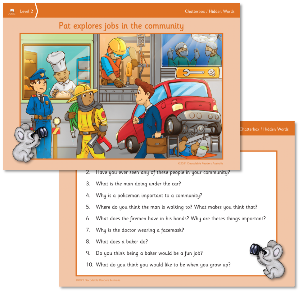 Decodable Readers Level 1-8 Chatterbox Receptive & Expressive Language Card Set