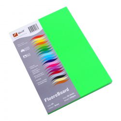 Quill Fluorescent A4 Cardboard (Fluoro Green*, A4, Pack of 50) 9310703500075