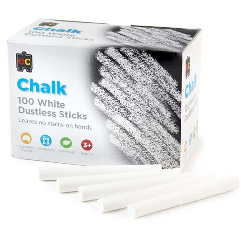 Chalk Dustless White Pk 100 | Harleys - The Educational Super Store