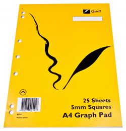 Graph Pad A4 25 Sheets 5mm Squares Quill Gold Series 9310703025417