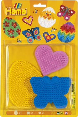 Hama Beads Pegboard Pk3 Butterfly X1 Heart X1 Egg (Pack of 3) 028178450663