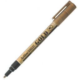 Metallic Permanent Marker 1.2mm Artline 990  (Gold, Each) 4974052823008