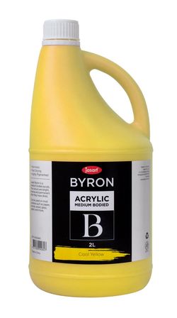 PAINT JASART BYRON ACRYLIC 2 LITRE COOL YELLOW Secondary School Senior Art Medium Bodied