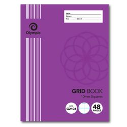 Grid Book 9x7 48 Page Olympic Stripe 10mm Squares Stapled 225mmx175mm [G2104] 9310353028905