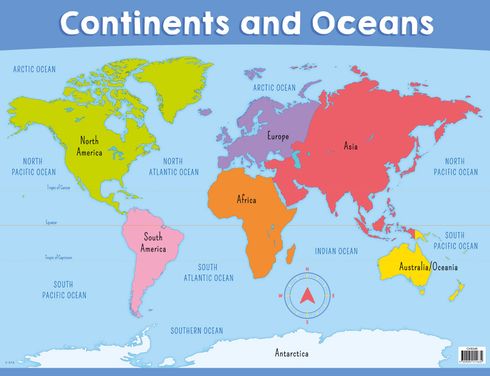 Continents and Oceans Chart