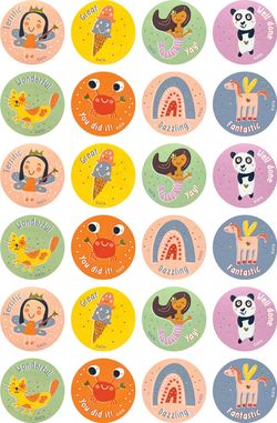 Kid-Drawn Doodles (Girl) - Foil Stickers (Pack of 96)