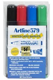 WHITEBOARD MARKER PK 4 ASST CHISEL ARTLINE 579  157944