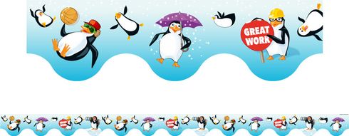 Penguins - Scalloped Borders (Pack of 12)