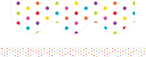 Multicolour Polka Dots (White) - Scalloped Borders (Pack of 12)