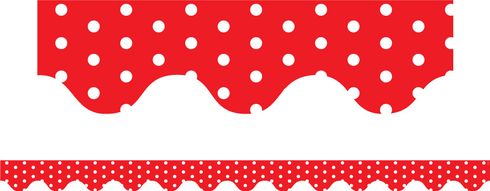 Red Polka Dots - Scalloped Borders (Pack of 12)