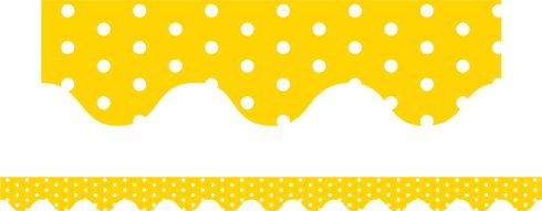 Yellow Polka Dots - Scalloped Borders (Pack of 12)