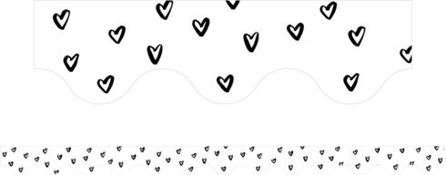 Black & White Hearts - Scalloped Border (Pack of 12)