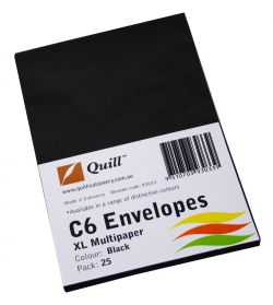 Quill Envelope Multioffice  (Black, C6, Pack of 25) 9310703930339