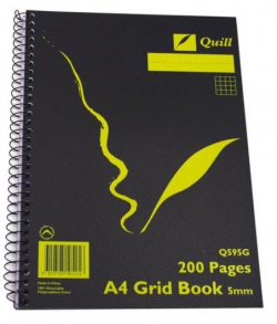 Quill Spiral Side Bound Grid Book A4 Q595G 5mm Squares 200 Page 9310703105256