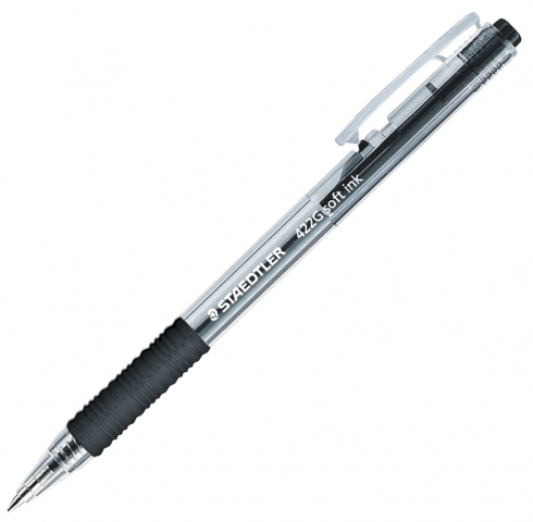 Retractable Soft Grip Ballpoint Pen Fine Staedtler Stick Click (Black, Each) 4007817422199