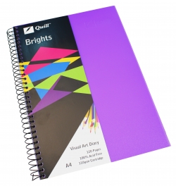 Visual Art Diary A4 60 Leaf 110gsm White Cartridge Acid Free - Quill Purple Poly Cover 9310703107632