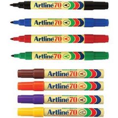 Permanent Marker Pk 12 Asst Bullet Artline 70 - 1.5Mm [8 Asst Cols] 4974052801600