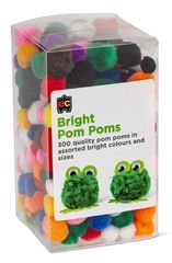 Pom Poms Brights Packet 300 Asst Cols + Sizes 9314289032890