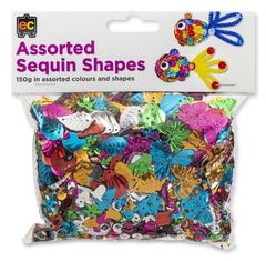 Sequins Shapes 150g Asst Colours + Sizes 9314289033200