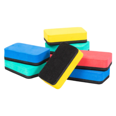 DRY ERASE WHITEBOARD ERASER *EACH* ER 73x75x20 Foam Asst Cols