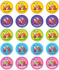 Stickers - Clown-Great Job - Pk 100  9321862006643