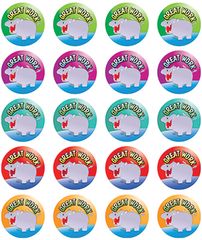 Stickers - Hippo-Great Work - Pk 100  9321862005769