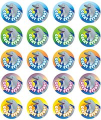 Stickers - Dolphin-Great - Pk 100  9321862005752